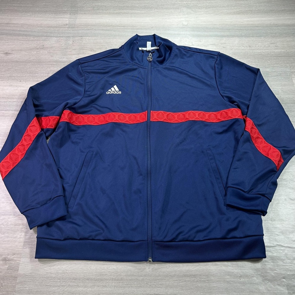 Adidas TAN CLUB Track Jacket Mens 2XL Blue Red Full Zip Soccer Colorblock FM0883